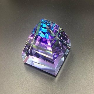 Swarovski Crystal Large Pyramid Paperweight,  Vintage Helio Blue Purple Color
