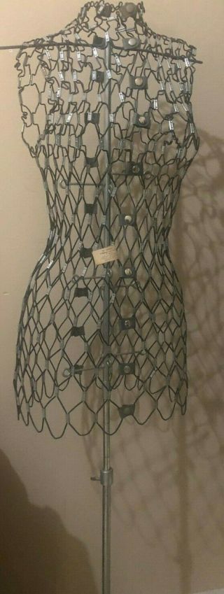 Vintage The Dritz My Double Adjustable Wire Dress Form Mannequin With Stand 3