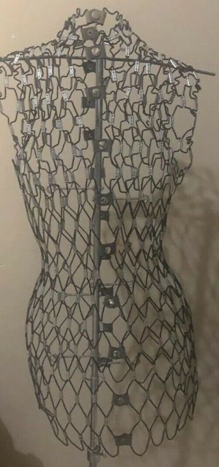 Vintage The Dritz My Double Adjustable Wire Dress Form Mannequin With Stand 6