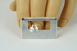 Linda Hesh ' s Rear Window sterling silver pin - Artist made and 2