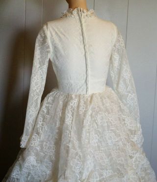 Vintage 1970s Wedding Gown Dress White Full Train Size 7 - 8 Cloud of Lace 7