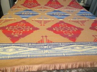 Vintage Antique Camp Blanket Indian South West Cabin Sw Country Boho Double Bed