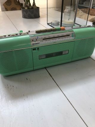 Vintage Sharp QT - 50 Sea foam green Stereo AM/FM Cassette STRANGER THINGS 3 EUC 11