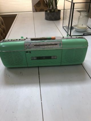 Vintage Sharp QT - 50 Sea foam green Stereo AM/FM Cassette STRANGER THINGS 3 EUC 12