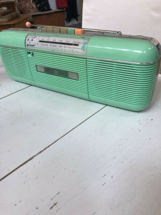 Vintage Sharp QT - 50 Sea foam green Stereo AM/FM Cassette STRANGER THINGS 3 EUC 3