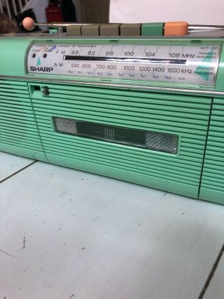 Vintage Sharp QT - 50 Sea foam green Stereo AM/FM Cassette STRANGER THINGS 3 EUC 5