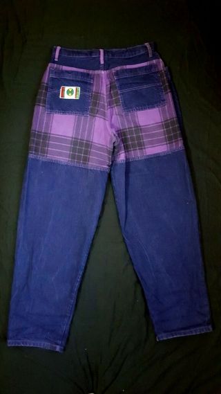 Vintage 90s Cross Colours Jeans Purple 33x31 | Hip Hop Plaid 100 Cotton Mens