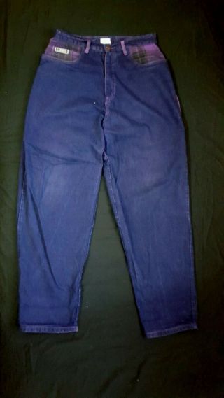 Vintage 90s Cross Colours Jeans PURPLE 33x31 | HIP HOP Plaid 100 Cotton Mens 2