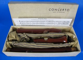 Vintage Concerto 25 1/4 " Wood German Tenor Recorder/flute W/thumb Rest 2nd/3 Yqz