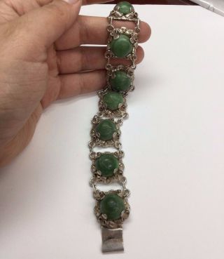Old Mexico Vintage 925 Sterling Silver Bracelet With Turquoise Stones