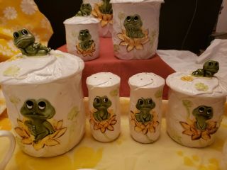 Vintage Neil The Frog Sears Roebuck And Co.  1979 Canister Set Salt Pepper 16 Pc 3