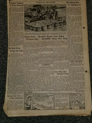 WWII Stars and Stripes Newspaper Dated August 9,  1944 Florence Assaults Hampered 3
