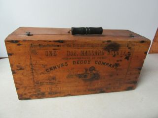 Antique Vintage Duck Decoy - Canvas Decoy Box With Label