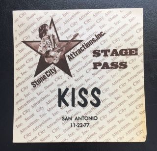 Kiss 1977 Aliveii Tour Backstage Pass Vip Rare Gene Simmons Paul Stanley Vintage