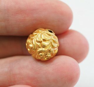 Antique Solid Gold 18K PYU Burmese Sacred Flower Carved Bead Pendant 5