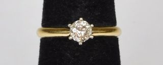 Vintage 14k Yellow Gold Diamond Solitaire Ring - Size 6