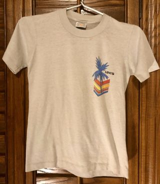Vintage 80s Levi’s Levi Strauss & Co.  Gray Surfing T Shirt Soft Thin Men’s Xs