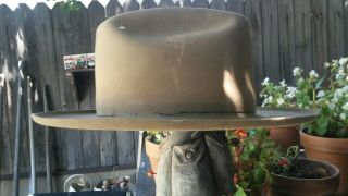 7.  5 Vintage Tan Mens Open Road Western Hat Beaver Distressed Brim