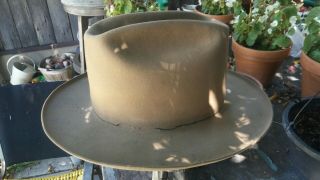 7.  5 Vintage Tan Mens Open Road Western Hat Beaver Distressed Brim 2