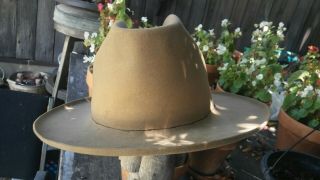 7.  5 Vintage Tan Mens Open Road Western Hat Beaver Distressed Brim 3
