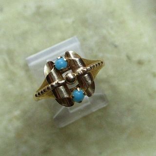 French 18ct Art Deco Turquoise Or Glass Ring Size O
