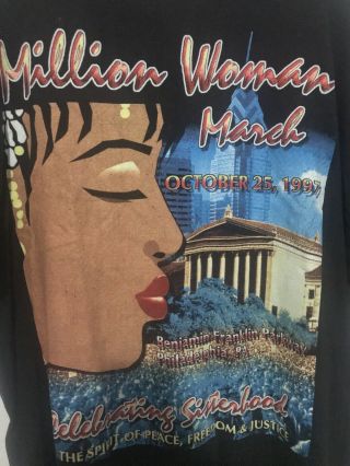 Vintage 90s Million Women March T Shirt Hip Hop Black power Mlk Malcom X Sz L 2