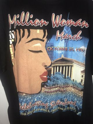 Vintage 90s Million Women March T Shirt Hip Hop Black power Mlk Malcom X Sz L 3