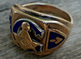 Vintage 10k Gold Freemason Ring; Masonic; Size 11; Marked