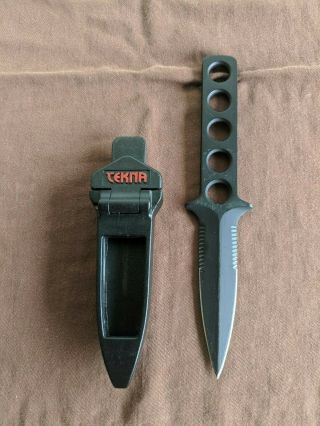 Vintage Tekna T - 2300b Dive Knife W/speed Lock Sheath & Boot/belt Clip