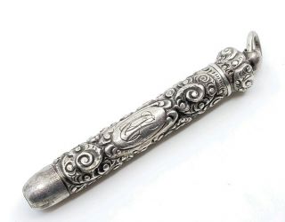 Fine Antique Victorian Art Nouveau Sterling Silver Mechanical Pencil Pendant