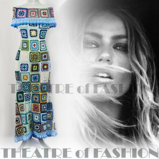 Dress Crochet Wedding Vintage 60s 70s Coat Ballgown Goddess Boho Hippy Folk Art