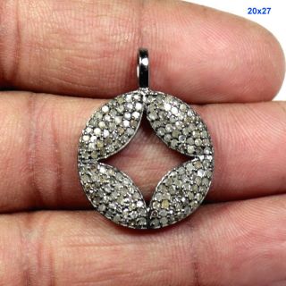 Pave Diamond 925 Sterling Silver Fine Jewelry Vintage Artisan Disc Pendant Op224