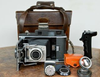 Polaroid Camera 110b W/ Vintage Accessories And Case