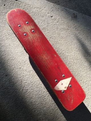 Vintage Hobie? Zipees? Derby? Red Wooden Skateboard Sidewalk Surfer Steel Wheels