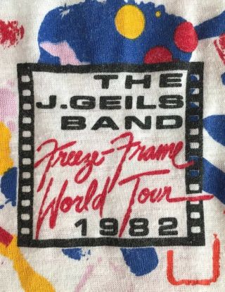 VTG 80 ' S THE J GEILS BAND 1982 FREEZE FRAME WORLD TOUR 3/4 LENGTH T - SHIRT SIZE S 2