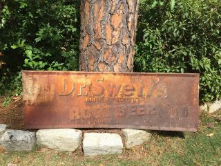 Dr.  Swett’s Root Beer Metal Advertising Sign - Large - Vintage Embossed 1940’s