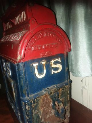 Cast Iron Vintage Mail Box Corbin Lock Company Britain Conn. 4