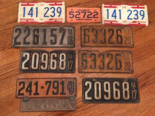 Vintage License Plates Illinois Nine Total