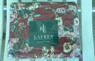 HtF Vintage Ralph Lauren Ruffled king ToP Flat Bed sheet Marseilles Floral 2