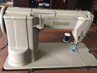 Singer 301A Sewing Machine Wood Table,  Knee Lever Bar Pedal Control,  Vintage 50 ' s 5