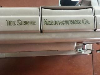 Singer 301A Sewing Machine Wood Table,  Knee Lever Bar Pedal Control,  Vintage 50 ' s 7