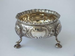 Antique George Iii Solid Sterling Silver Salt Pot 1770/ Dia 6.  3 Cm/ 68 G
