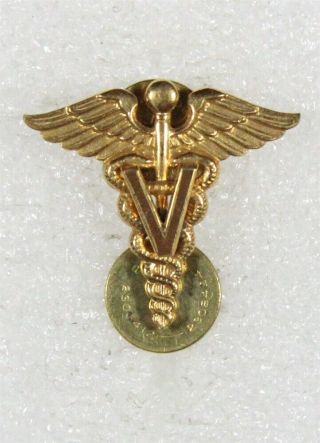 Army Collar Pin: Veterinary Corps,  Wwii Medical Officer - Brown Letter,  Meyer