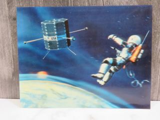 Vtg LG Lenticular 3D Picture USA Astronaut Spacecraft Space Walk WC Jones Moon 2