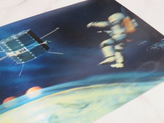 Vtg LG Lenticular 3D Picture USA Astronaut Spacecraft Space Walk WC Jones Moon 3