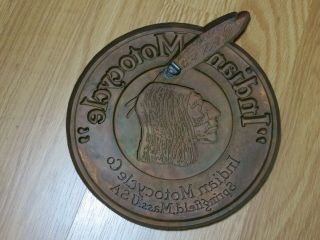 Antique Vintage early Indian Motorcycle Dealership Copper Medallion 2