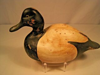 Vintage Allan Pitcock " Shot Over " Bluebill Drake Wooden Duck Decoy 1987 Ohio