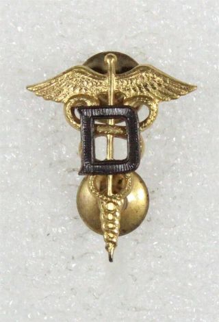 Army Collar Pin: " D " Dental Corps,  Wwii Era Medical - Large Letter,  H - H Imperial