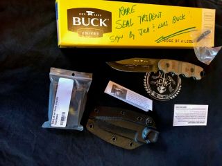 Buck Rare Model 245 Matt Would Go Navy Seal Trident Tactical Knife Signed