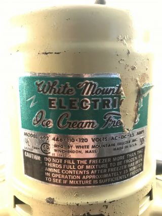 Vintage White Mountain 692 4 - Quart Electric Ice Cream Freezer Maker Machine 2